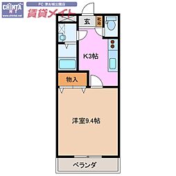 グレートピレニーズ 1Kの間取図画像