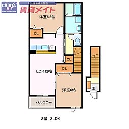 フォレスタロヴィーネ1 2LDKの間取図画像