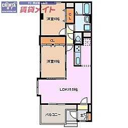 ウィングロワレ 2LDKの間取図画像