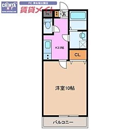 サンステージ大倉 1Kの間取図画像