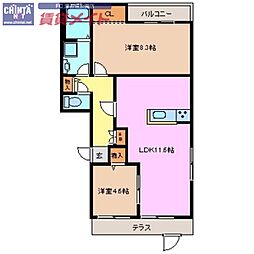 シエロ 2LDKの間取図画像