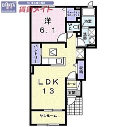 ブレッシングビレッジG 1LDKの間取図画像