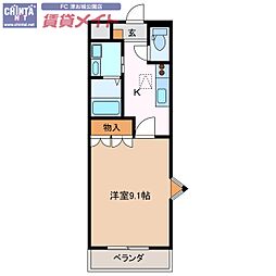 サクシード 1Kの間取図画像