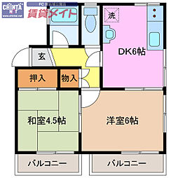 コテージT 2DKの間取図画像