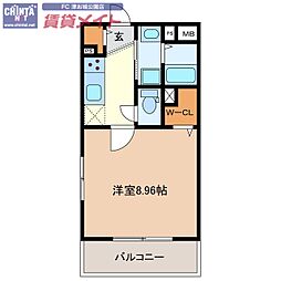 FN栗真 1Kの間取図画像