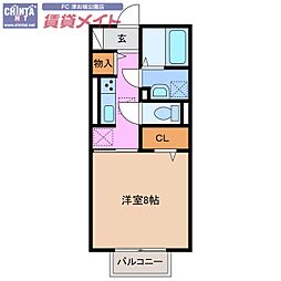 ラルーチェ上浜 1Kの間取図画像