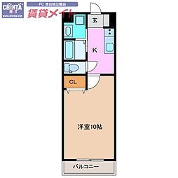 メゾンモンマルトル西古河 1Kの間取図画像