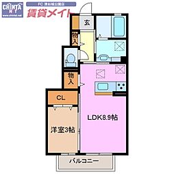 ジーウィズダムA 1LDKの間取図画像