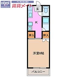 クレールハウス 1Kの間取図画像