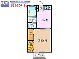 エル栄 1Kの間取図画像