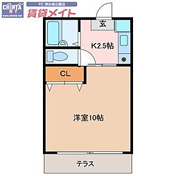 サン・ライズ中村 1Kの間取図画像