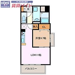 エムズフィオレ 1LDKの間取図画像