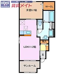 ファイン・ゼファー2 1LDKの間取図画像