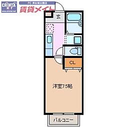 サクシード栗真 1Kの間取図画像