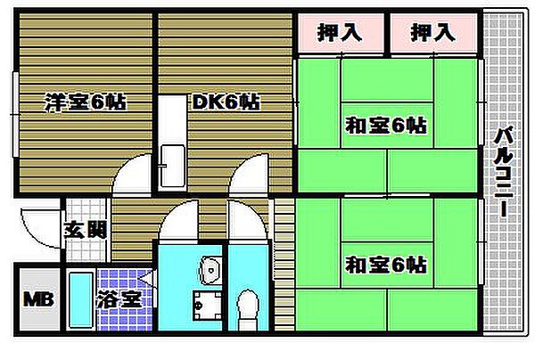 メゾン中塚 ｜大阪府和泉市唐国町(賃貸マンション3DK・3階・58.00㎡)の写真 その2