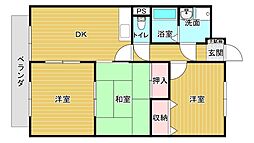 エスポワール平田 3DKの間取図画像