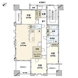 シティガーデンボンジョーノB 3LDKの間取図画像