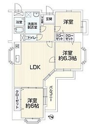 アーバンパレス小倉2 3LDKの間取図画像