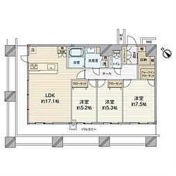 門司ミッドエア 3LDKの間取図画像