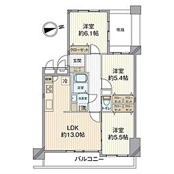 トーカンマンション北九大前 3LDKの間取図画像