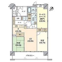 グランドパレスロイヤルコート大手町 2SLDKの間取図画像