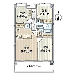 ルシヨン穴生 3LDKの間取図画像