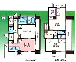 パレステュディオ広尾 3LDKの間取図画像