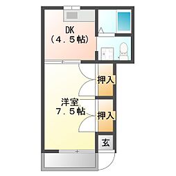 ヴィップアイカワ 1DKの間取図画像