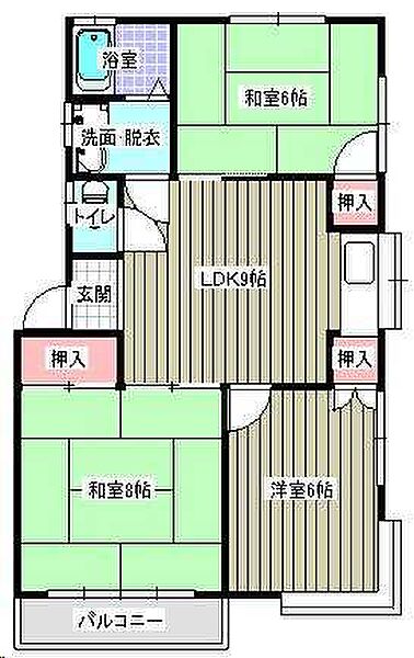 エクセント高田A ｜広島県福山市曙町5丁目(賃貸アパート3DK・2階・57.76㎡)の写真 その3