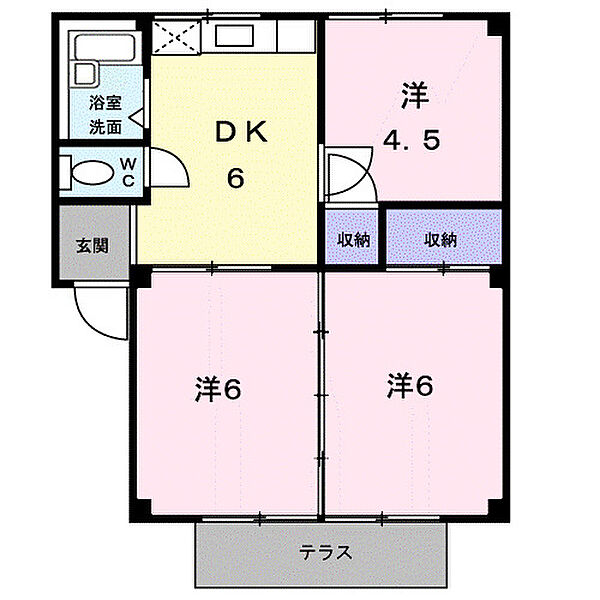 シティハイツエレガントＡ ｜広島県福山市千田町3丁目(賃貸アパート3DK・1階・45.14㎡)の写真 その2