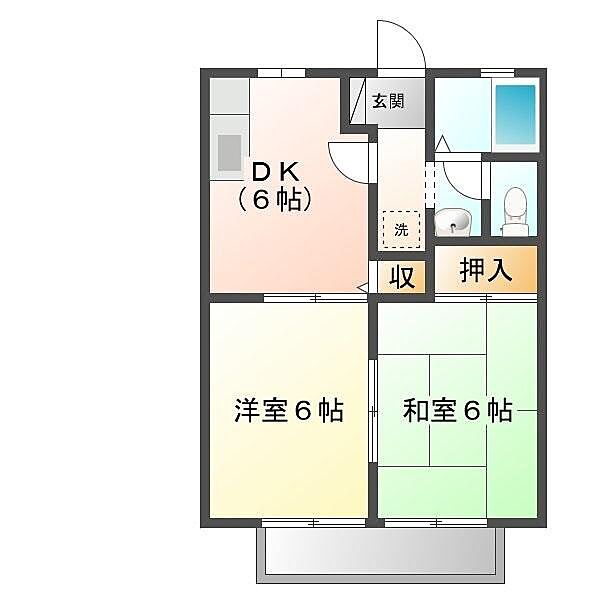 ツインパレスＡ ｜広島県福山市川口町2丁目(賃貸アパート2DK・2階・40.92㎡)の写真 その2