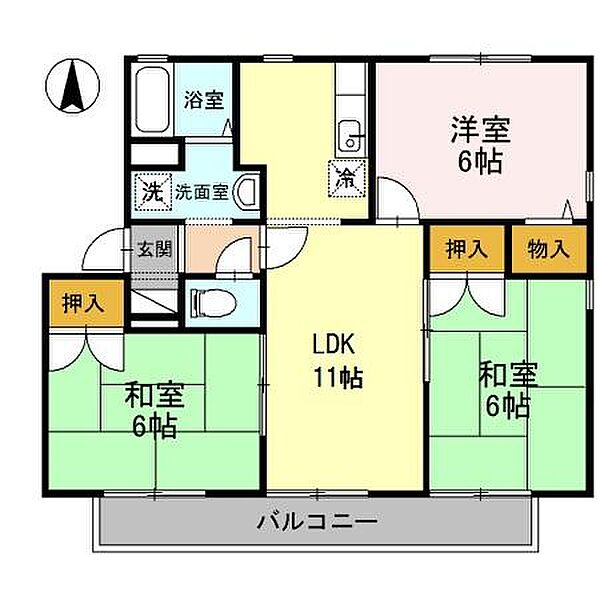 セジュール平佐 ｜広島県福山市手城町4丁目(賃貸アパート3LDK・2階・59.62㎡)の写真 その3