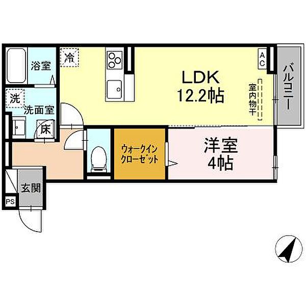 ツィール ｜広島県福山市山手町5丁目(賃貸アパート1LDK・1階・43.09㎡)の写真 その2