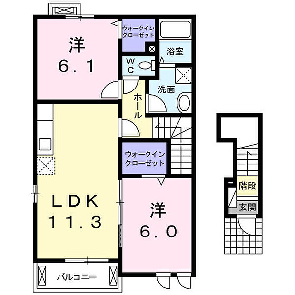 コルソ　ＹＫ ｜広島県福山市神辺町大字新湯野(賃貸アパート2LDK・2階・57.63㎡)の写真 その2