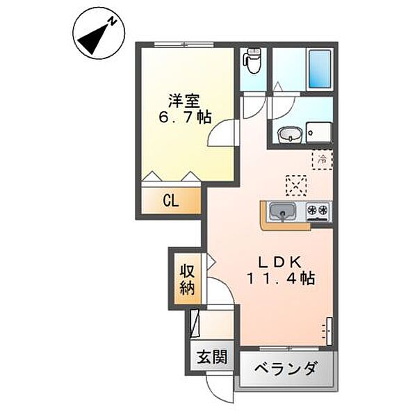 グランノワール ｜広島県福山市瀬戸町大字地頭分(賃貸アパート1LDK・1階・44.95㎡)の写真 その4