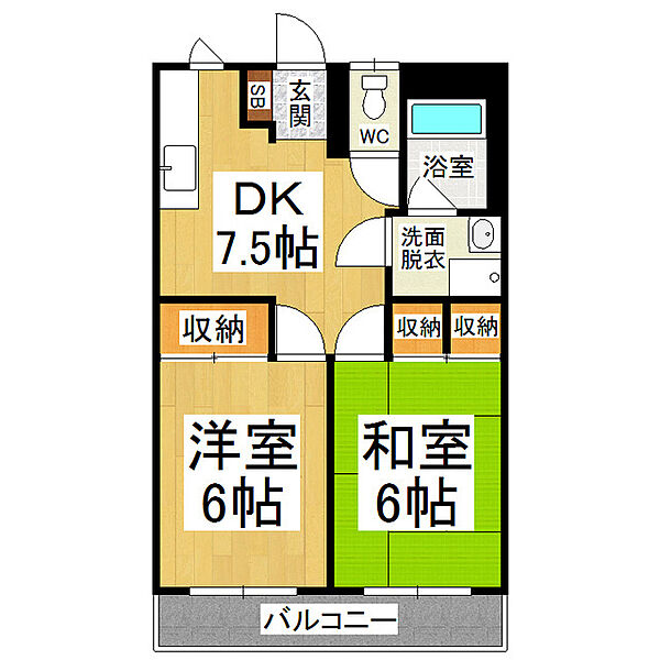 メゾンサンシティ 302｜長野県塩尻市大字広丘堅石(賃貸マンション2DK・3階・39.63㎡)の写真 その2