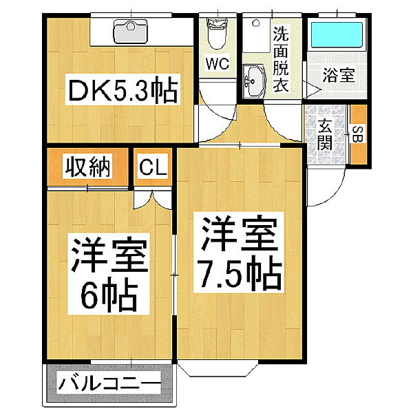 金塚コーポ ｜長野県塩尻市大字広丘野村(賃貸アパート2DK・2階・44.55㎡)の写真 その2