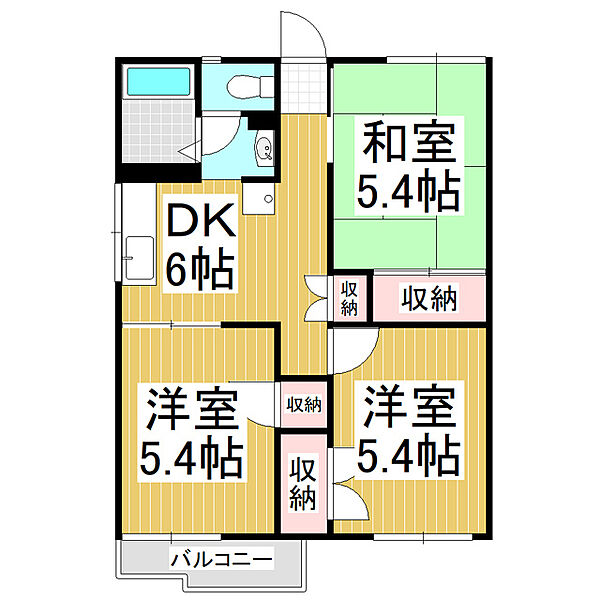 フォーブルてづかB棟 ｜長野県塩尻市大字広丘吉田(賃貸アパート3DK・2階・48.60㎡)の写真 その2