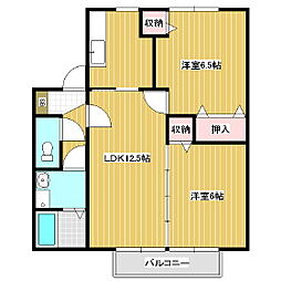 オアシスTAKEC棟 2LDKの間取図画像
