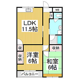 クレイドル長加 2LDKの間取図画像