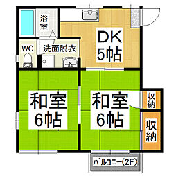 北原ホームズ 2DKの間取図画像