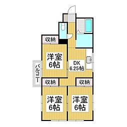 ハイツブルーウィング 3DKの間取図画像