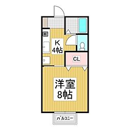 クリア塩尻 1Kの間取図画像
