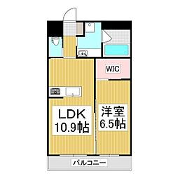 マンションブロッサム 1LDKの間取図画像