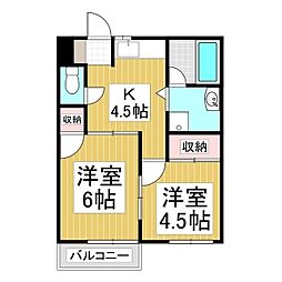 林ハイツ 2Kの間取図画像
