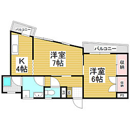 上條ビル 2Kの間取図画像