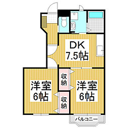 コータ・コートA 2DKの間取図画像