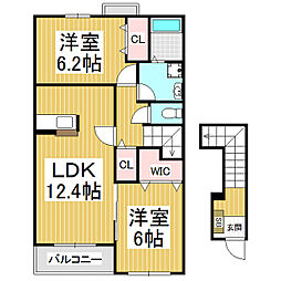 プラード3 2LDKの間取図画像