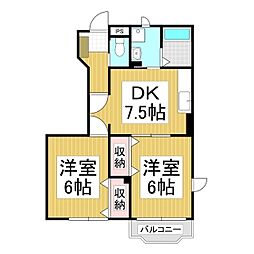 パストラル 2DKの間取図画像