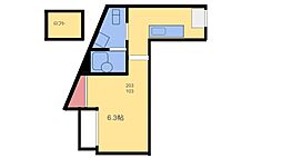 GOLDWING茶山 1Kの間取図画像